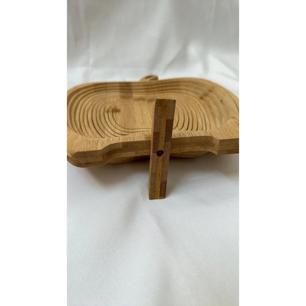 Collapsible Wooden Apple Fruit Basket/ Trivet Kitchen Decor Bar Collectibles